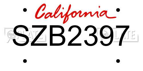 SZB2397 California License Plate