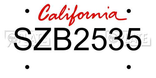 SZB2535 California License Plate