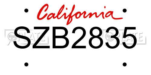 SZB2835 California License Plate