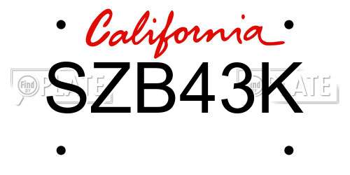 SZB43K California License Plate