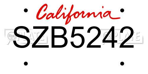 SZB5242 California License Plate