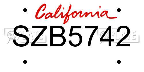 SZB5742 California License Plate