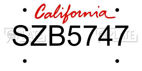 SZB5747 California License Plate