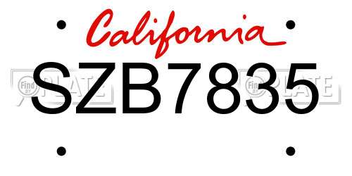 SZB7835 California License Plate
