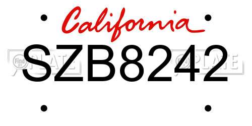 SZB8242 California License Plate