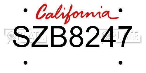 SZB8247 California License Plate