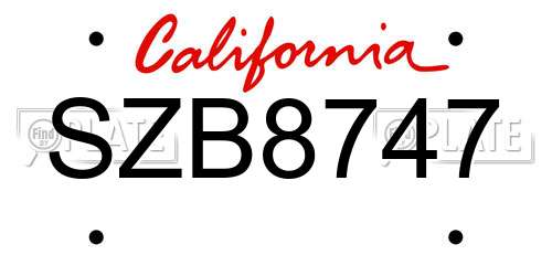 SZB8747 California License Plate