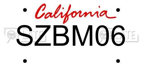 SZBM06 California License Plate