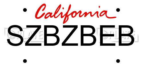 SZBZBEB California License Plate