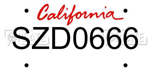 SZD0666 California License Plate