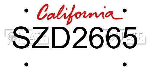 SZD2665 California License Plate