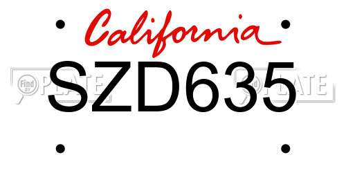 SZD635 California License Plate