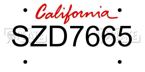 SZD7665 California License Plate