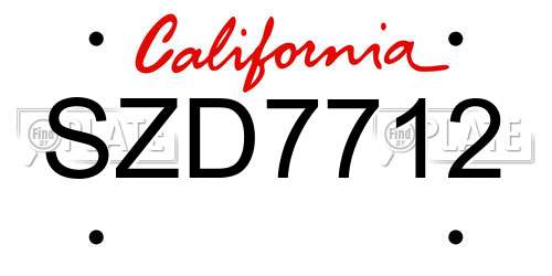 SZD7712 California License Plate