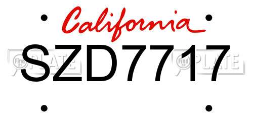 SZD7717 California License Plate