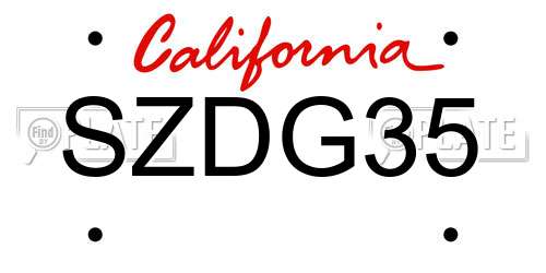 SZDG35 California License Plate
