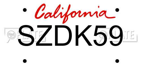 SZDK59 California License Plate