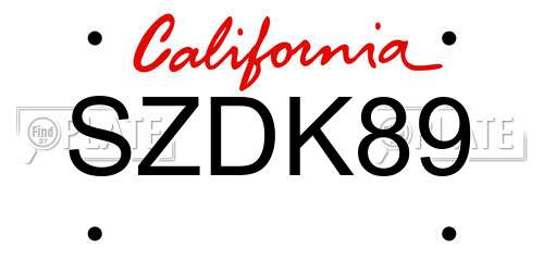 SZDK89 California License Plate