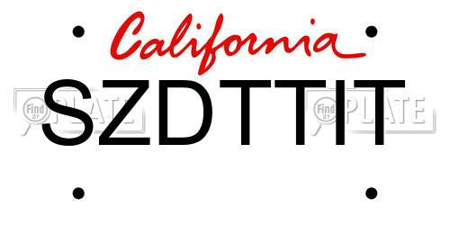 SZDTTIT California License Plate