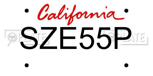 SZE55P California License Plate