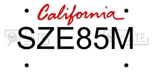 SZE85M California License Plate