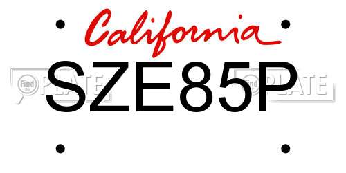 SZE85P California License Plate
