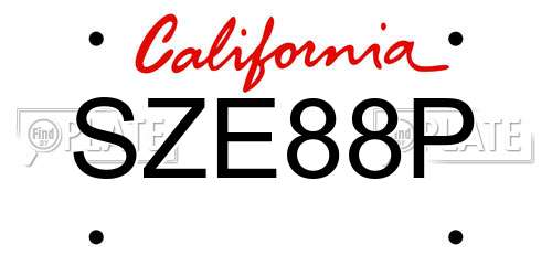 SZE88P California License Plate