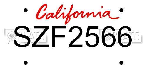 SZF2566 California License Plate