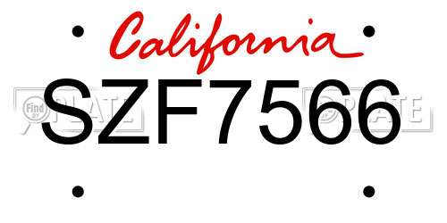 SZF7566 California License Plate
