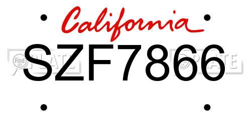 SZF7866 California License Plate