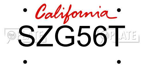 SZG56T California License Plate