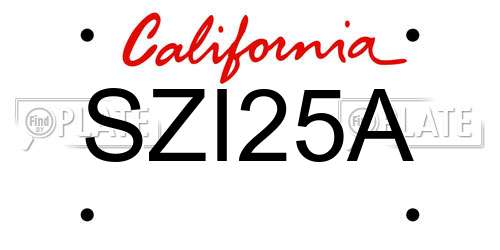 SZI25A California License Plate