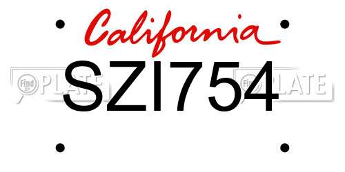 SZI754 California License Plate