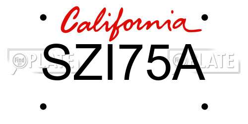 SZI75A California License Plate