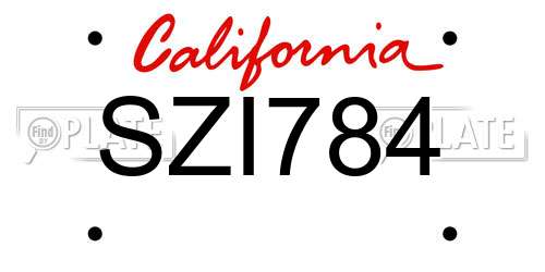 SZI784 California License Plate
