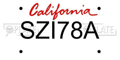 SZI78A California License Plate