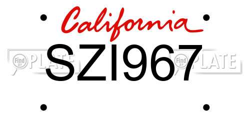 SZI967 California License Plate