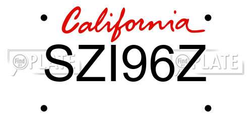 SZI96Z California License Plate
