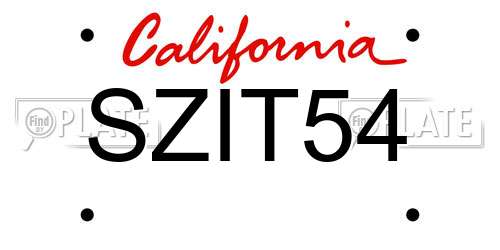 SZIT54 California License Plate