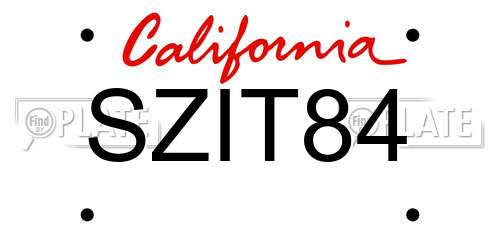 SZIT84 California License Plate