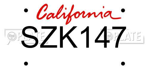 SZK147 California License Plate