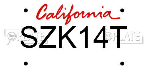 SZK14T California License Plate