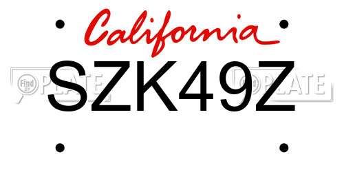 SZK49Z California License Plate
