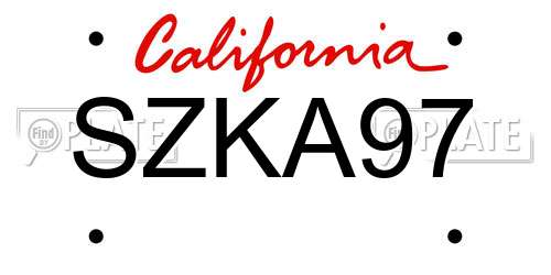 SZKA97 California License Plate