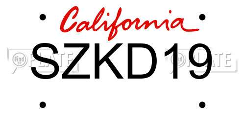 SZKD19 California License Plate