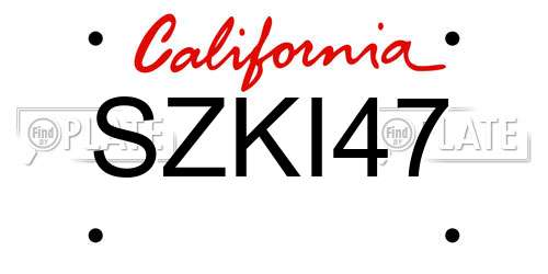 SZKI47 California License Plate