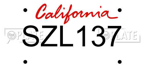 SZL137 California License Plate