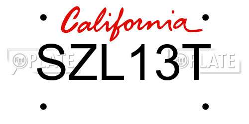 SZL13T California License Plate