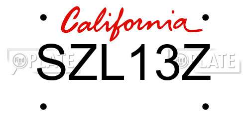 SZL13Z California License Plate