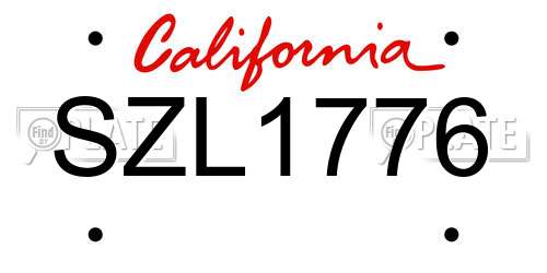 SZL1776 California License Plate